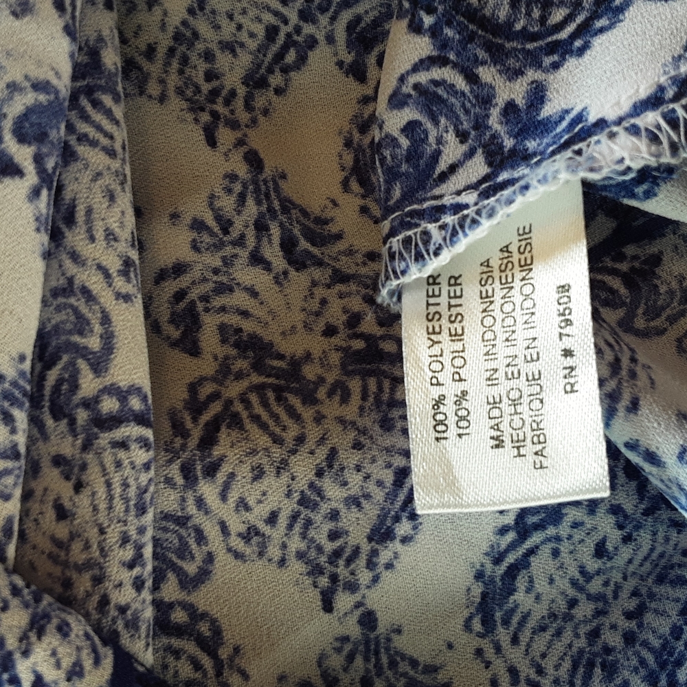 Violet & Claire Multi-Pattern Boho Blue Blouse - image 7